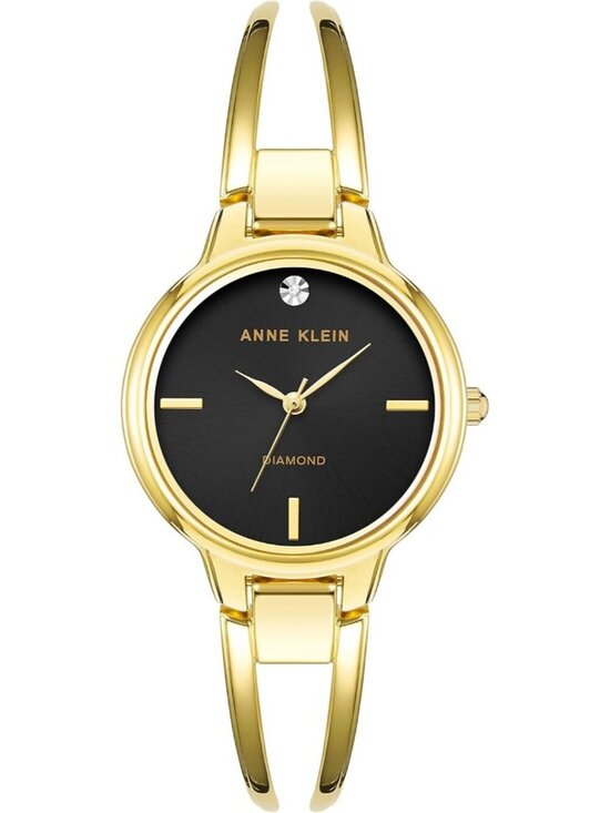 Anne Klein Women\'s Gold Black Analog Genuine Diamond Dial Bangle Luxury Watch main image 6